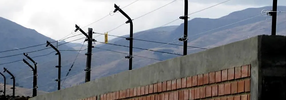 Cerco eléctrico instalado sobre un muro de ladrillo