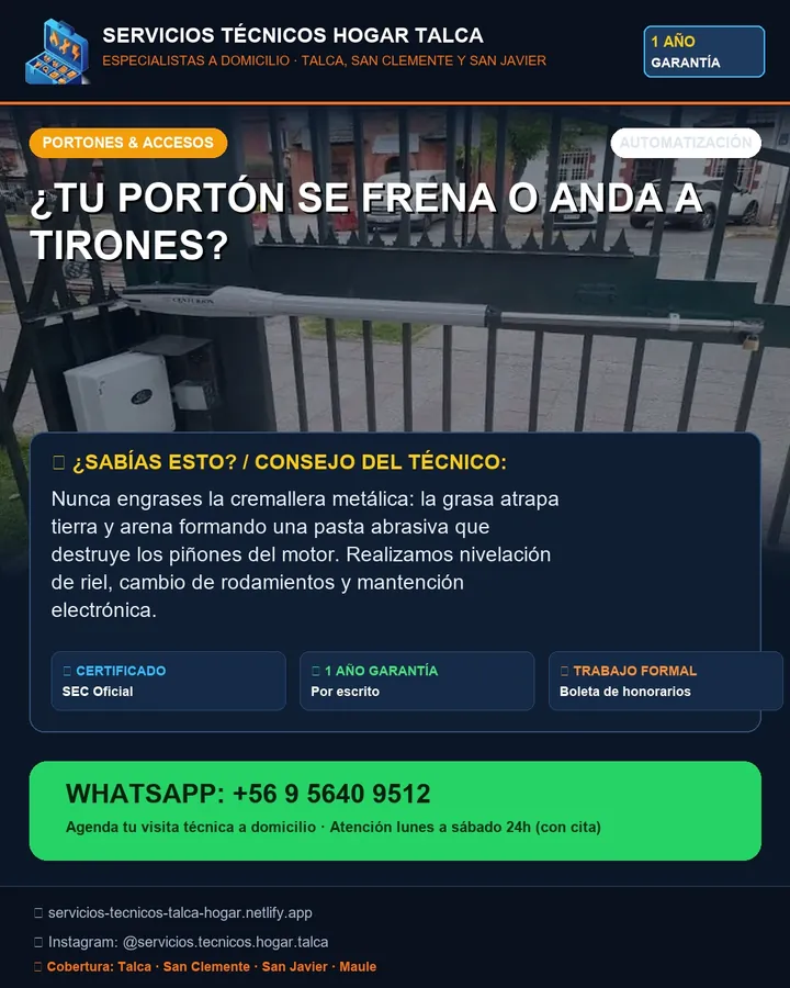 Pieza informativa sobre el portón que se frena o anda a tirones